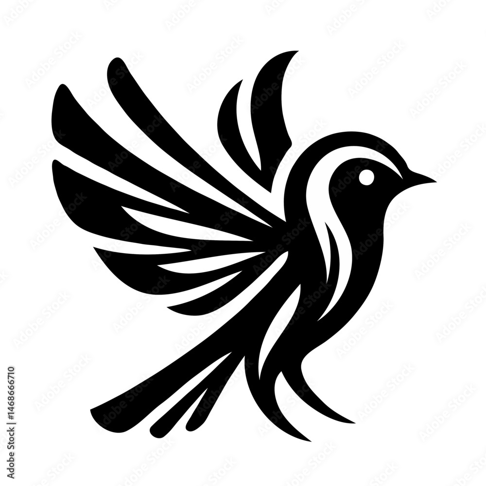 Fototapeta premium Stylized bird in flight with intricate design 