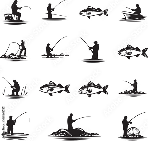 Fish Hunting Silhouette | Fishing Vector Clipart"

"Fisherman and Fish Scene | Outdoor Hunting SVG"

"Fishing Sport Vector | Catching Fish Illustration"

"Man Fishing Silhouette | Lake Fishing Clipart