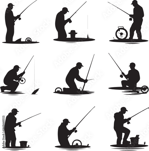 Fish Hunting Silhouette | Fishing Vector Clipart"

"Fisherman and Fish Scene | Outdoor Hunting SVG"

"Fishing Sport Vector | Catching Fish Illustration"

"Man Fishing Silhouette | Lake Fishing Clipart
