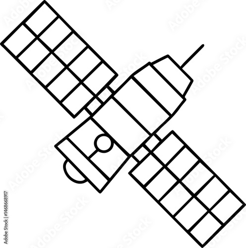 satellite outline vector illustration, line art