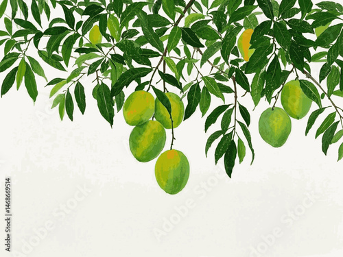 Lush Mango Grove mango tree isolated watercolor vector illustration svg