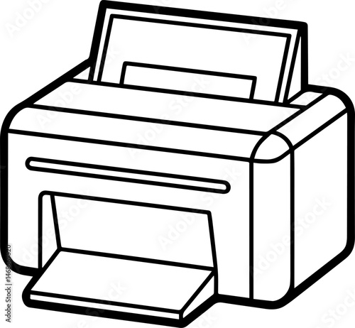 black and white printer with paper clip art preview