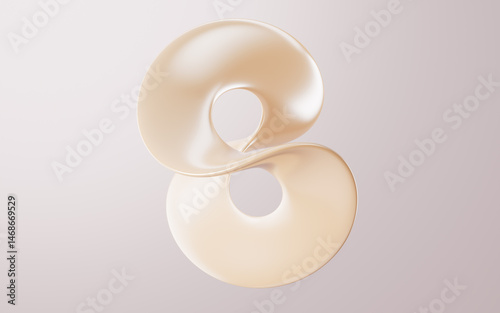 Fototapeta Naklejka Na Ścianę i Meble -  Abstract curved metal background, gold Mobius strip, 3d rendering.