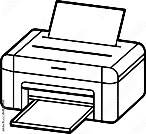 printer outline vector illustration, line art