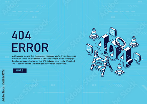 Illustration of 404 error, under construction, and under maintenance concepts. Useful for websites, apps, and digital platforms facing downtime or updates.