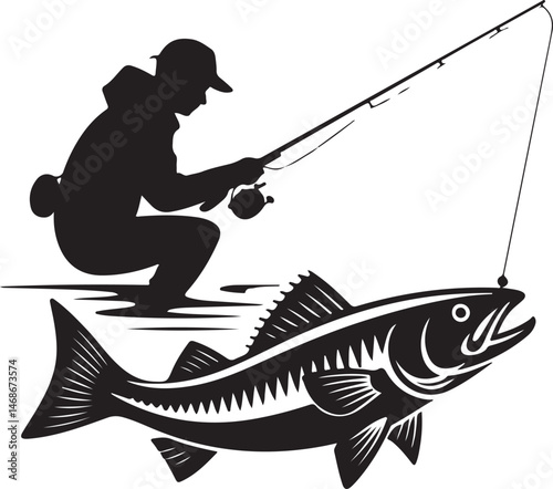 Fisherman Casting Line Silhouette

Big Catch – Fish on Hook Vector

Boat Fishing Adventure Silhouette Scene

Spearfisher in Action Silhouette Art

Lake Fishing Moment Vector Design
