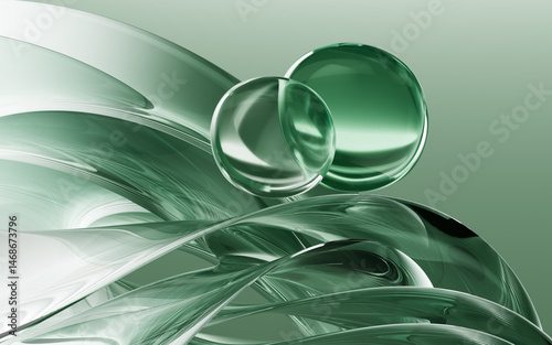 Fototapeta Naklejka Na Ścianę i Meble -  Abstract curved background of transparent glass, 3d rendering.