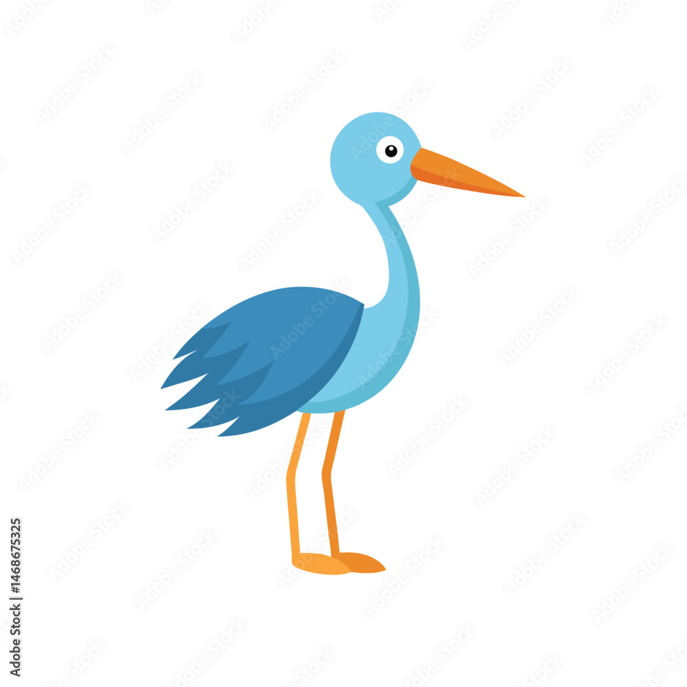 Obraz premium Flat and Minimal Cute Stork icon vector illustration