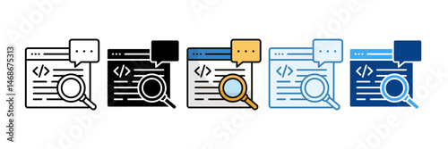 Code Review Icon Set Multiple Style Collection