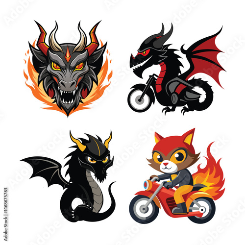 158 Vactor Dragon red fir dragon black Cat with fir and motorcycle Modern speeDragon with wingsd Green Dragon  