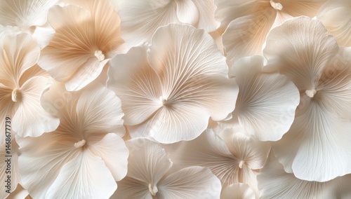 Delicate, creamy-hued blossoms create a soft, textured floral pattern