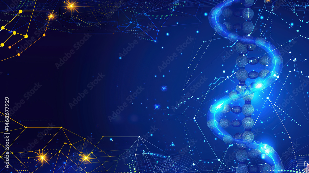 Fototapeta premium Glowing DNA double helix with methyl groups representing epigenetic modifications, genetic research and biotechnology concepts, science and medical innovation.