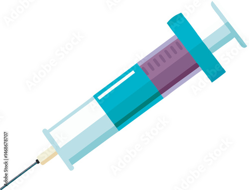 A detailed syringe vector art illustration showcasing a clean, modern design ideal for medical, healthcare, and pharmaceutical-themed projects and publications.
