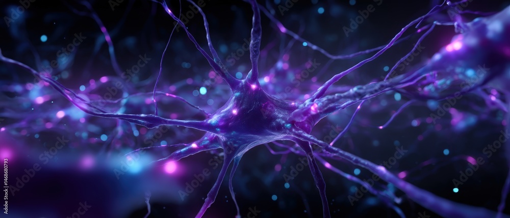 Fototapeta premium Glowing neural network with vibrant colors.