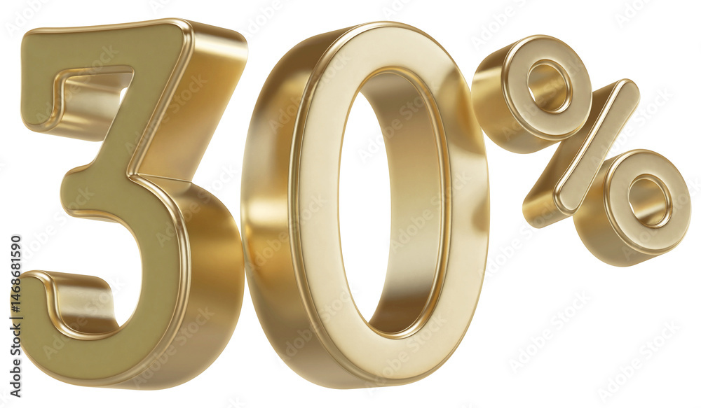 3D Golden 30 Percent Discount Number Sale 3D Golden 30 Percent Discount Number Sale