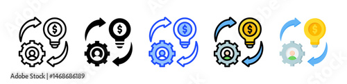 Revenue Model Icon Collection With Multiple Styles