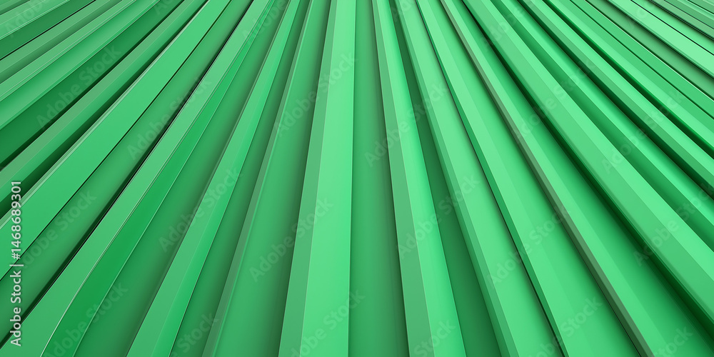 Obraz premium Abstract green geometric pattern design composed of slanted parallel lines creating a modern perspective.