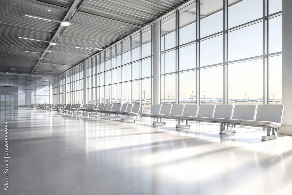 Naklejka premium A serene travel atmosphere illustrated by vacant rows of seats.