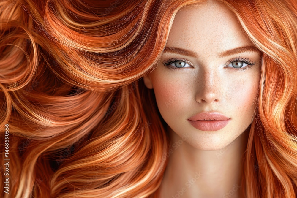 Obraz premium Stunning Red Hair and Clear Skin Beauty Tips for a Radiant Look