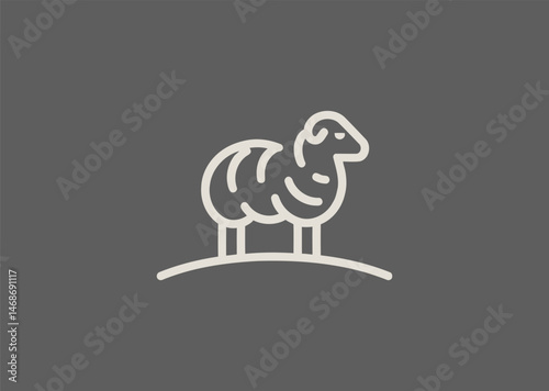 Minimal sheep line logo for farming, softness, or organic branding.