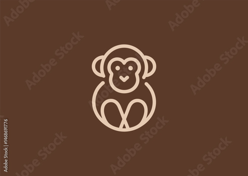 Minimal monkey line logo for playful, smart, or creative identity.