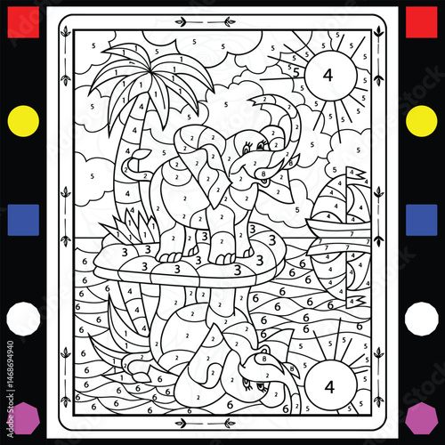 vector illustration Color by Number Coloring Book for Adults