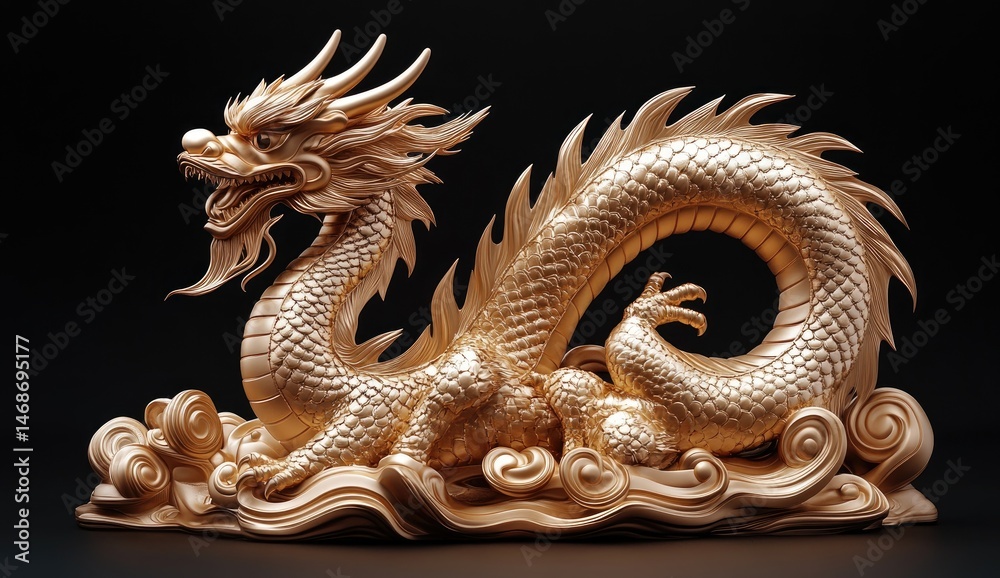 Fototapeta premium Golden Dragon Statue (1)