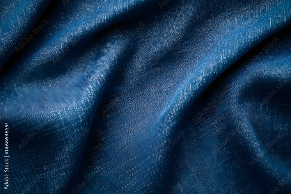 Obraz premium Elegant abstract fabric texture deep blue textile with subtle light reflections and artistic movement