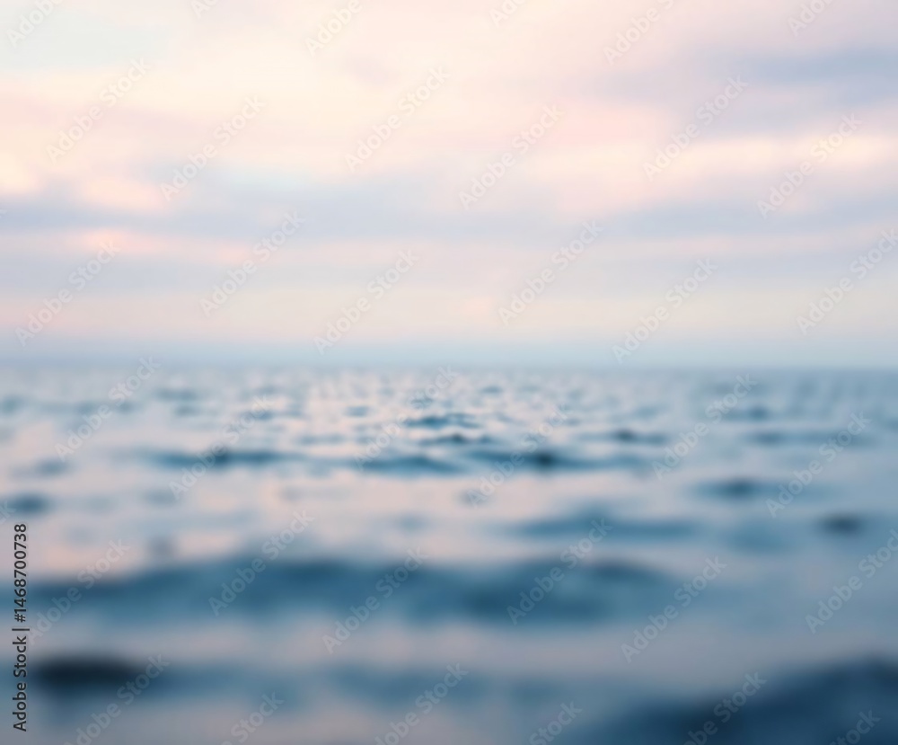 Fototapeta premium Tranquil Ocean Seascape with Blurred Waves in Sunset Light 