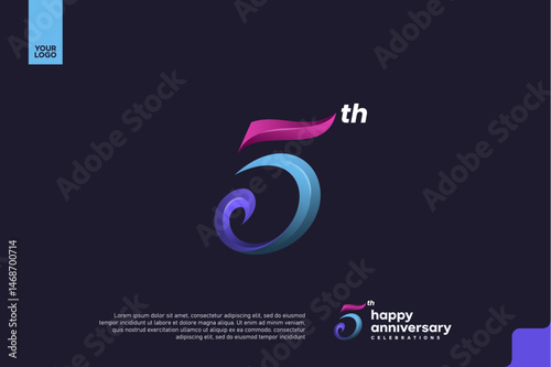 Colorful 5th Anniversary Celebration Design with Artistic Gradient Number and Dark Background