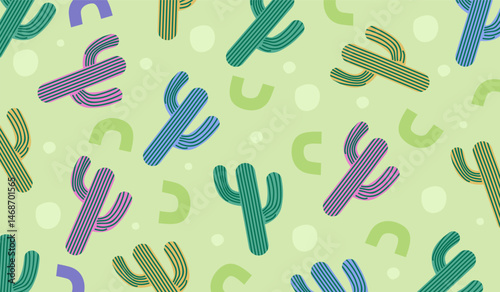 Cute cactus plants pattern background vector design