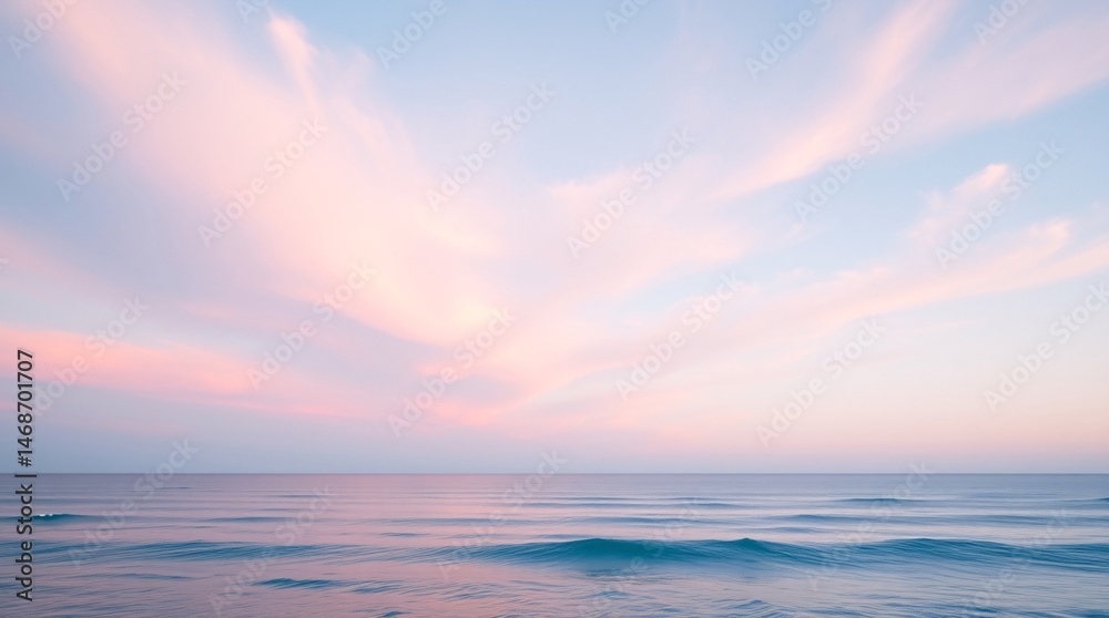Fototapeta premium Ocean Sunset: Serene Sky, Azure Waves, Tranquil Beach