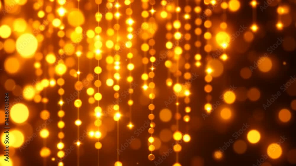 Realistic animation of shining golden lights raining down like sparkling beads in a lavish celebration
Realistic animation of shining golden lights raining down like sparkling beads in a lavish celebration