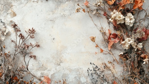 Dried floral arrangement on textured background