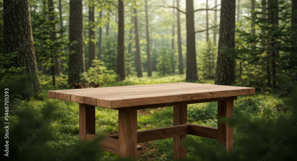 Fototapeta premium Wooden table in a forest (2)