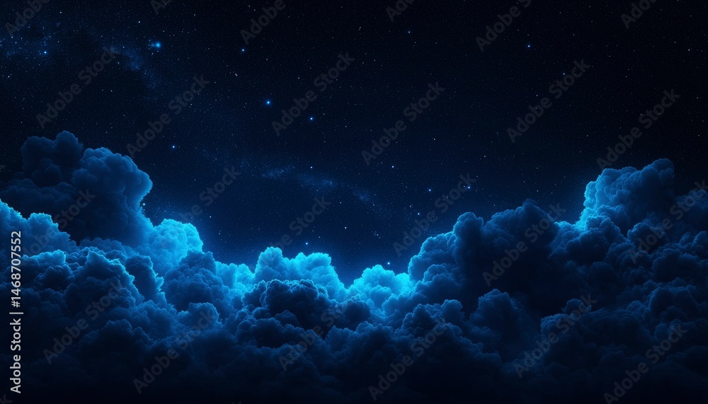 Fototapeta premium Night sky with glowing clouds