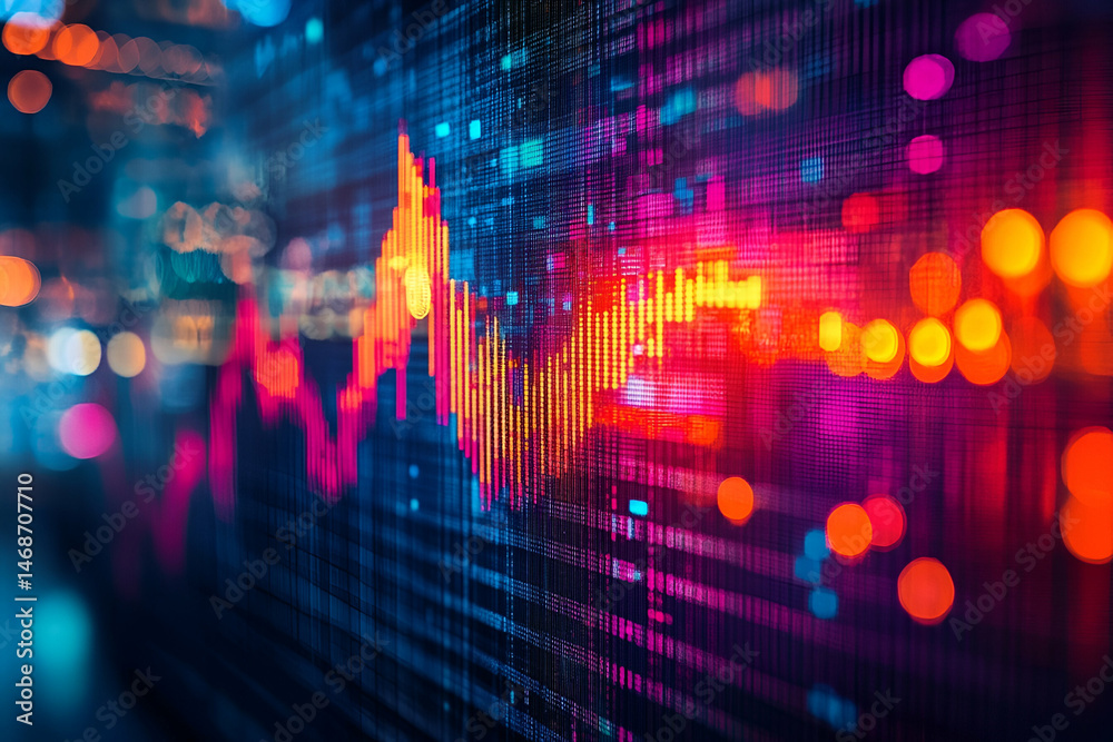 Fototapeta premium Vibrant display of financial market data.