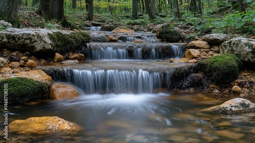 Cascading Waterfalls in a Forest