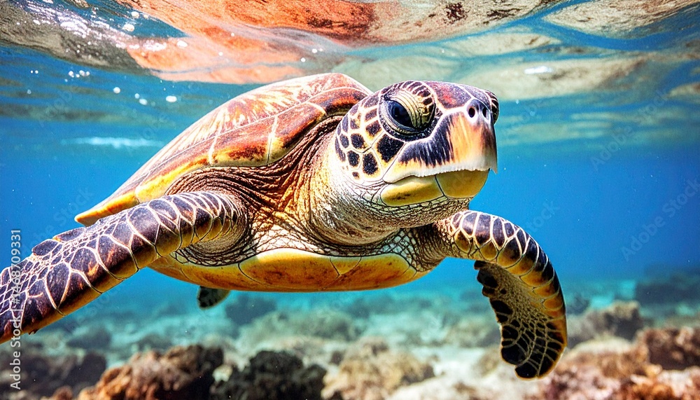 Fototapeta premium 海で泳いでいる亀