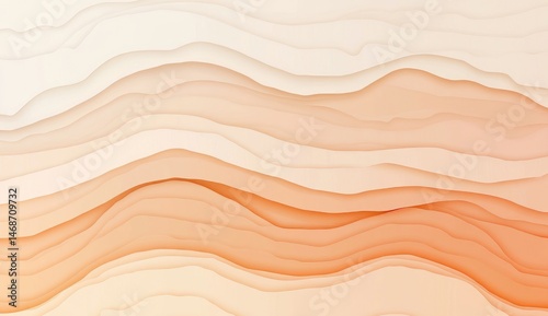 Obraz na płótnie Abstract layered paper wave design in warm peach and cream tones w salonie