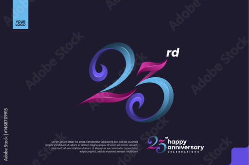 Colorful 23rd Anniversary Celebration Design with Artistic Gradient Number and Dark Background