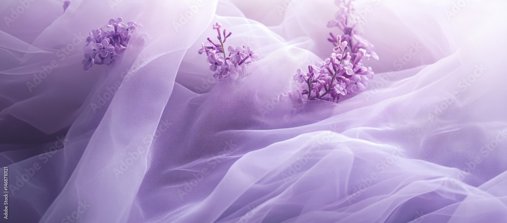 Lavender blossoms on sheer fabric