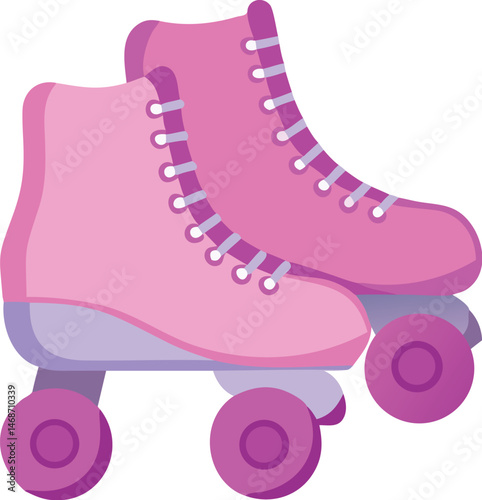 Pink Roller Skates Retro Fun Outdoor Recreation