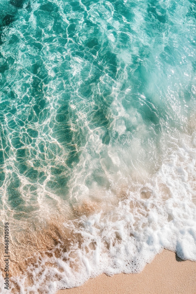 Crystal-clear turquoise water lapping a sandy shore