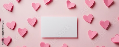 Obraz na płótnie Blank card amidst pink hearts on pink background w salonie