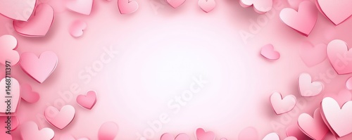 Obraz na płótnie Pink hearts frame on soft background w salonie