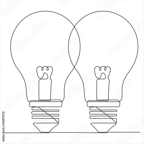 Continuous one line drawing of electric light bulb Concept ideas business vector illustration