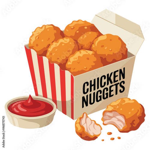 Chicken nuggets fast food isolated vector illustration on white background
