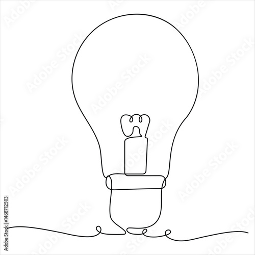 Continuous one line drawing of electric light bulb Concept ideas business vector illustration
