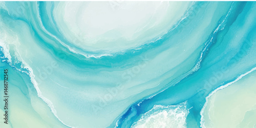 A serene watercolor ocean landscape with pastel blue and green abstract waves. Ideal for art prints, website headers, and peaceful branding.
